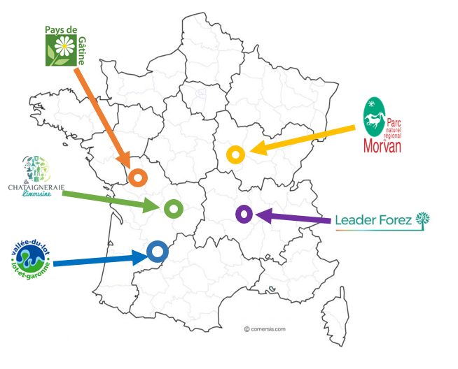 Les 5 partenaires territoriaux du projet de coopération Leader « Fenêtres sur bourg »